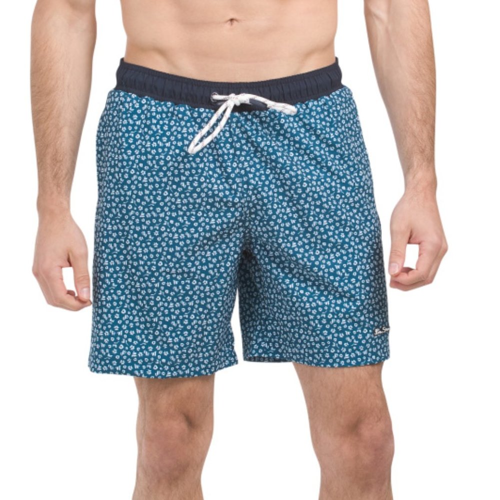 Ben Sherman Micro Floral Stretch Deep Dive Swim Trunks NWT